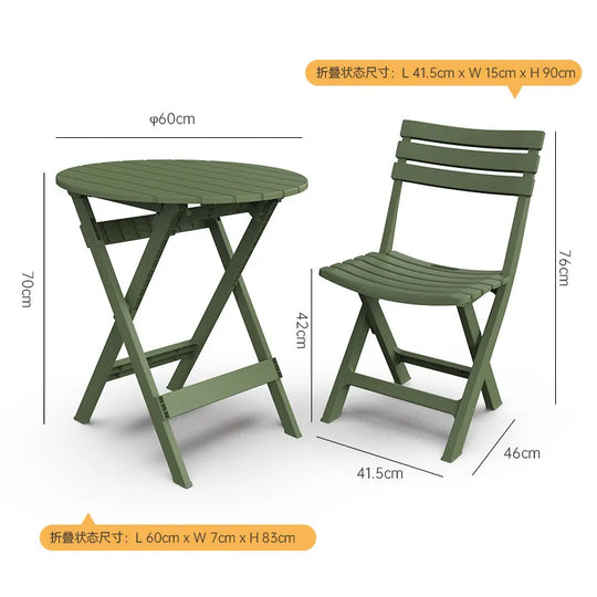 Outdoor Balcony Folding Table Chair Set for Tea, Waterproof Patio Bistro Set for Courtyard, Space-Saving Outdoor Furniture Combo