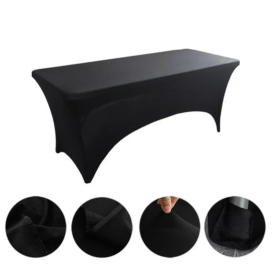 6FT 8FTSpandex Tablecloth High Stretch Wedding Hotel Birthday Table Cover for 4ft 5ft 6ft 8ft Folding Table Cocktail Tablecloth