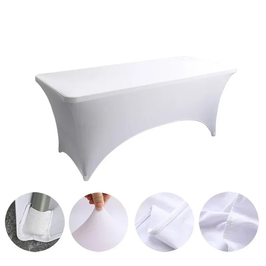 6FT 8FTSpandex Tablecloth High Stretch Wedding Hotel Birthday Table Cover for 4ft 5ft 6ft 8ft Folding Table Cocktail Tablecloth