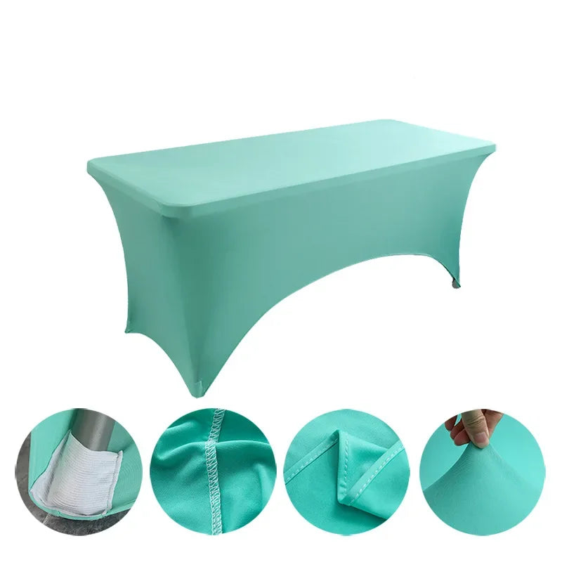 6FT 8FTSpandex Tablecloth High Stretch Wedding Hotel Birthday Table Cover for 4ft 5ft 6ft 8ft Folding Table Cocktail Tablecloth
