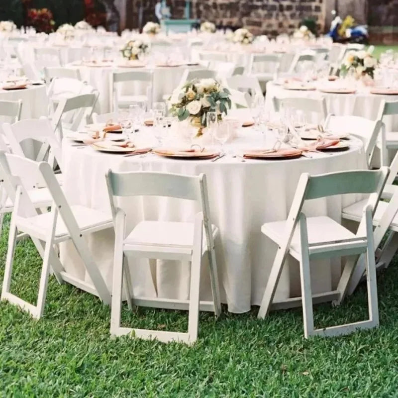 150cm 5ft 60 Inch White Plastic Folding Round Table Foldable Dining Table Portable Banquet Wedding Event Party Table For Indoor