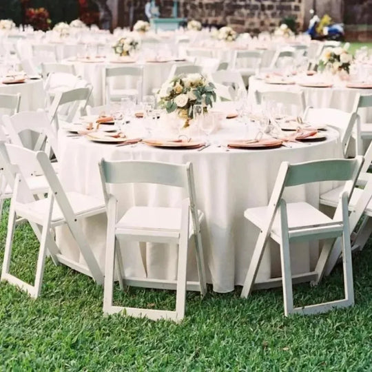 150cm 5ft 60 Inch White Plastic Folding Round Table Foldable Dining Table Portable Banquet Wedding Event Party Table For Indoor