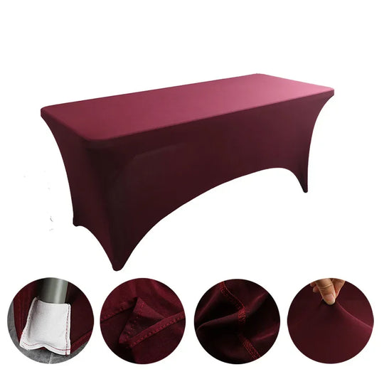 6FT 8FTSpandex Tablecloth High Stretch Wedding Hotel Birthday Table Cover for 4ft 5ft 6ft 8ft Folding Table Cocktail Tablecloth