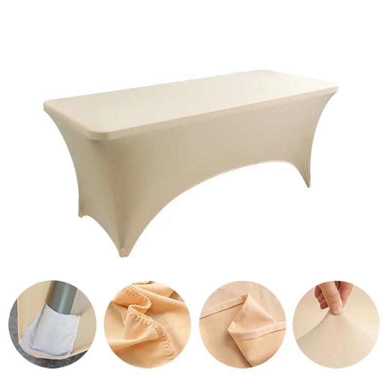 6FT 8FTSpandex Tablecloth High Stretch Wedding Hotel Birthday Table Cover for 4ft 5ft 6ft 8ft Folding Table Cocktail Tablecloth