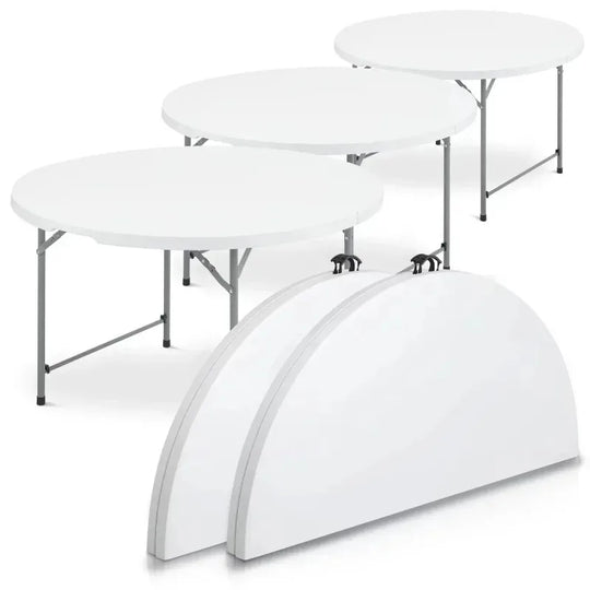 150cm 5ft 60 Inch White Plastic Folding Round Table Foldable Dining Table Portable Banquet Wedding Event Party Table For Indoor
