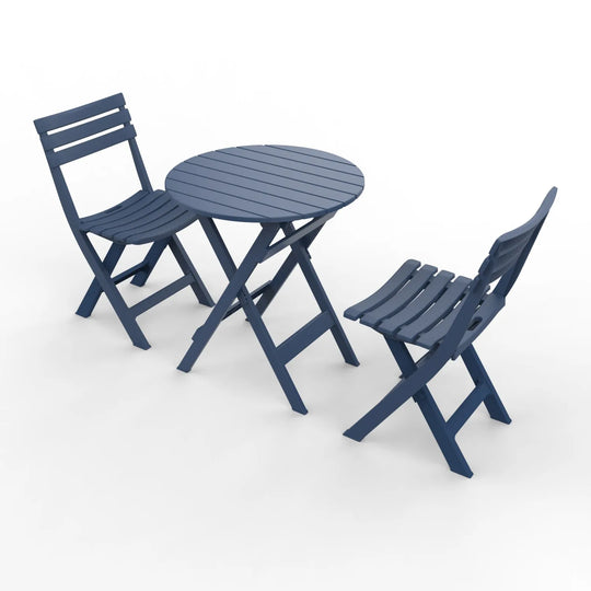 Outdoor Balcony Folding Table Chair Set for Tea, Waterproof Patio Bistro Set for Courtyard, Space-Saving Outdoor Furniture Combo