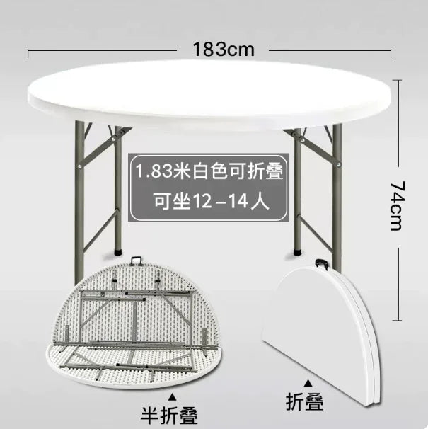 150cm 5ft 60 Inch White Plastic Folding Round Table Foldable Dining Table Portable Banquet Wedding Event Party Table For Indoor