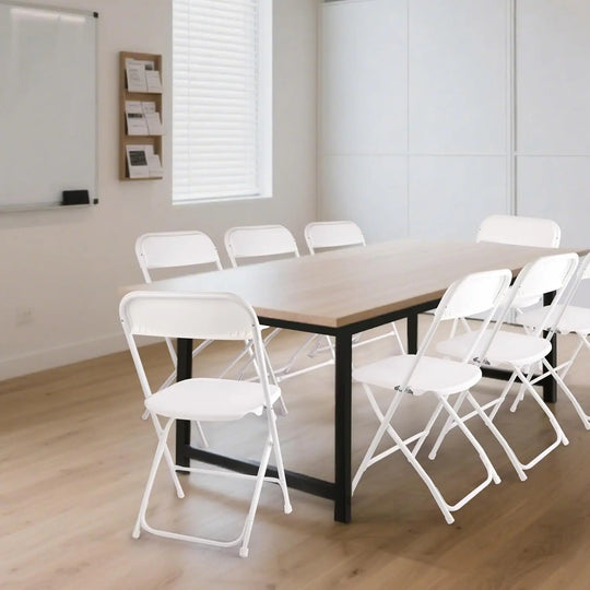 10 pack White Folding Chairs, Portable Stackable Commercial Foldable Chair, Indoor Outdoor Plastic Folding Chair, Customized