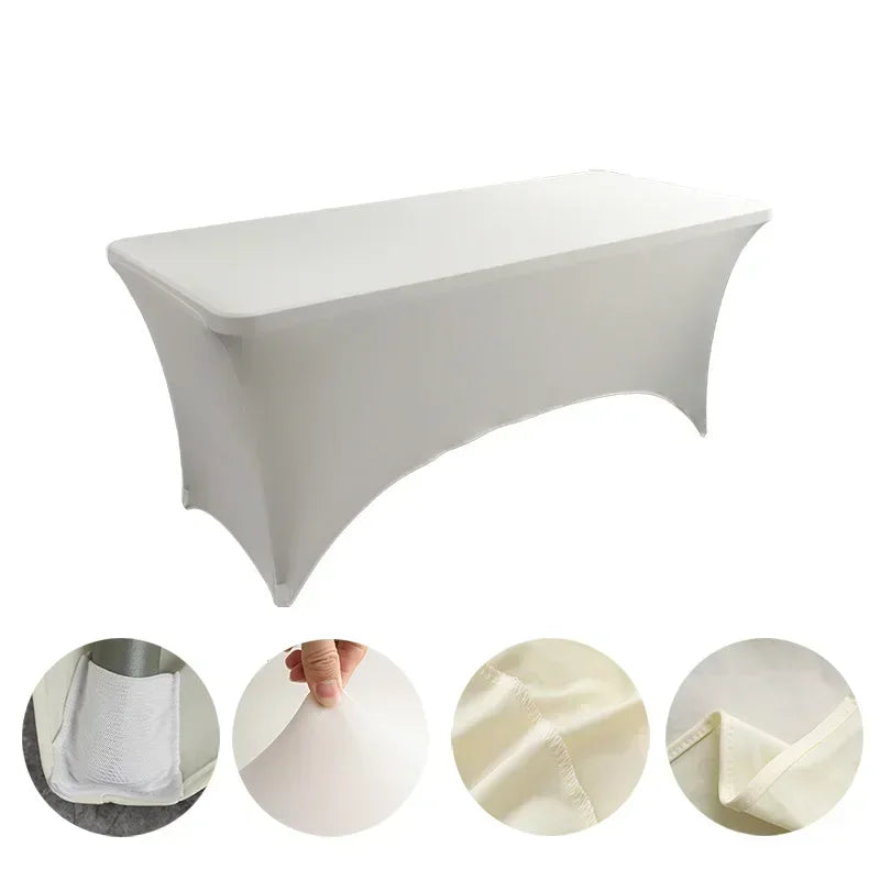 6FT 8FTSpandex Tablecloth High Stretch Wedding Hotel Birthday Table Cover for 4ft 5ft 6ft 8ft Folding Table Cocktail Tablecloth