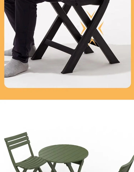 Outdoor Balcony Folding Table Chair Set for Tea, Waterproof Patio Bistro Set for Courtyard, Space-Saving Outdoor Furniture Combo