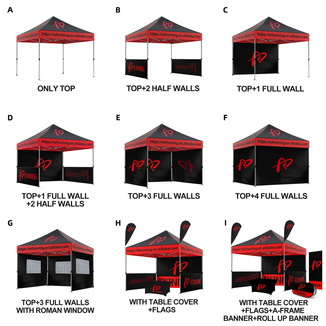 Custom Tent 10x10 Popup Canopy Advertising Tent with Peak Banner for Outdoor Events and Trade Shows, 300D Oxford High Quality