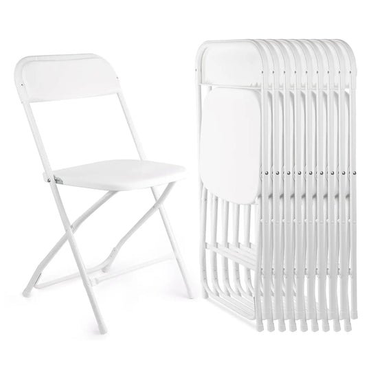 10 pack White Folding Chairs, Portable Stackable Commercial Foldable Chair, Indoor Outdoor Plastic Folding Chair, Customized