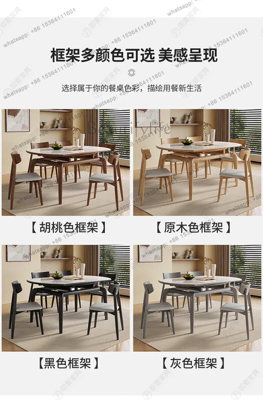 Modern simple small apartment rock slab telescopic folding rectangular new Chinese dining table