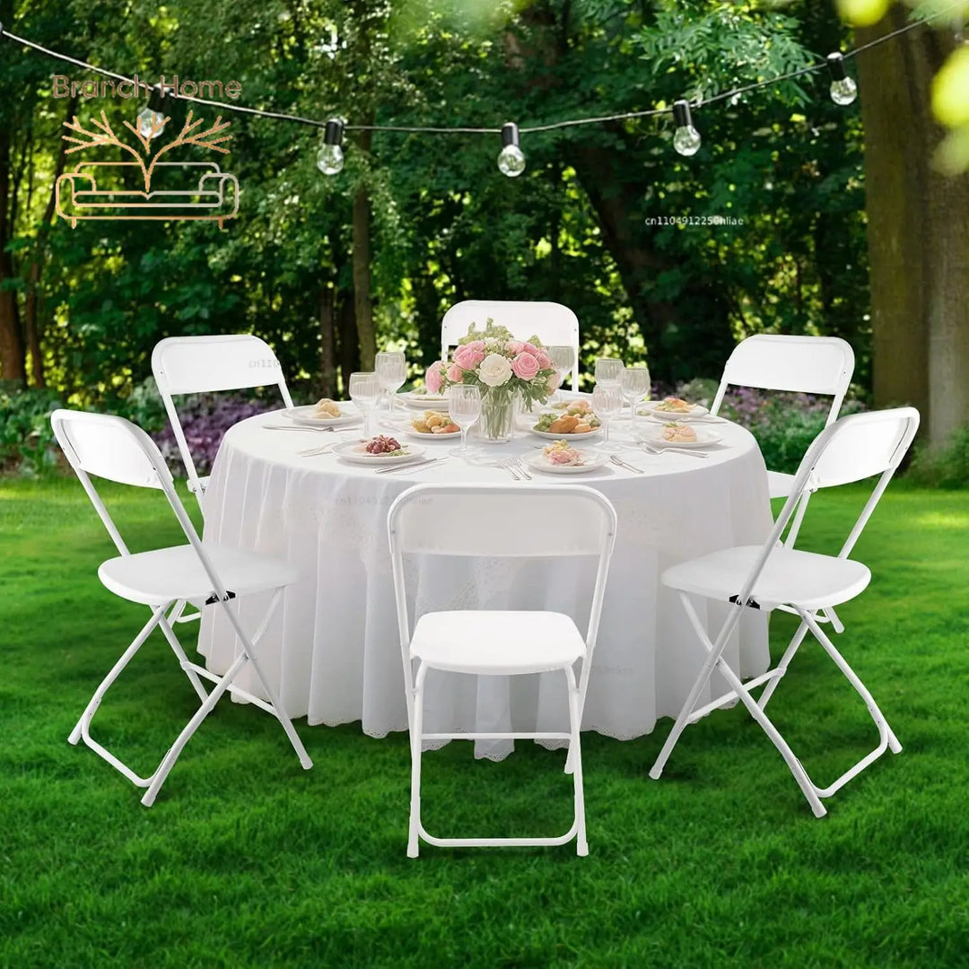 10 pack White Folding Chairs, Portable Stackable Commercial Foldable Chair, Indoor Outdoor Plastic Folding Chair, Customized