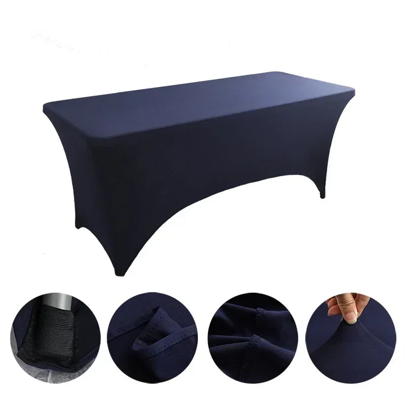 6FT 8FTSpandex Tablecloth High Stretch Wedding Hotel Birthday Table Cover for 4ft 5ft 6ft 8ft Folding Table Cocktail Tablecloth