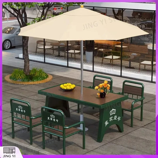 2025 New Outdoor Garden Furniture Set Plastic Wood Table and Chair Waterproof UV Resistant Portable Folding Patio Dining Set