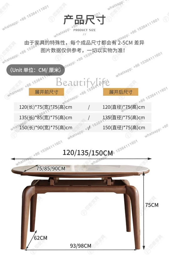 Modern simple small apartment rock slab telescopic folding rectangular new Chinese dining table