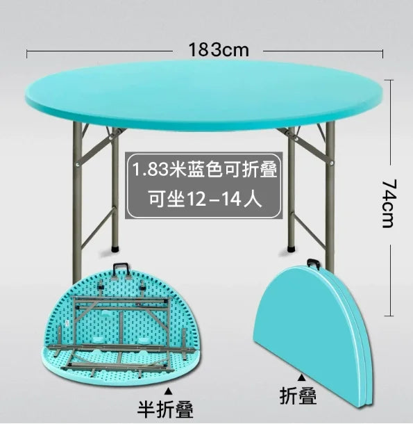 150cm 5ft 60 Inch White Plastic Folding Round Table Foldable Dining Table Portable Banquet Wedding Event Party Table For Indoor