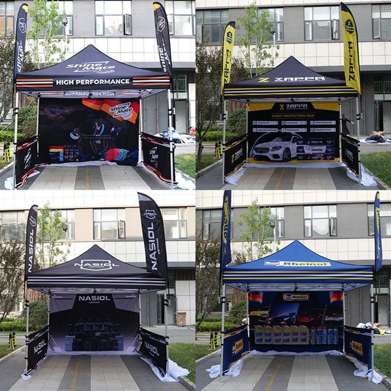 Custom Tent 10x10 Popup Canopy Advertising Tent with Peak Banner for Outdoor Events and Trade Shows, 300D Oxford High Quality