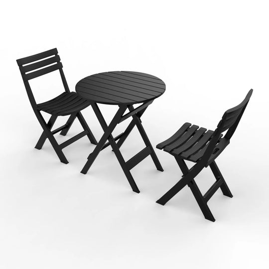 Outdoor Balcony Folding Table Chair Set for Tea, Waterproof Patio Bistro Set for Courtyard, Space-Saving Outdoor Furniture Combo