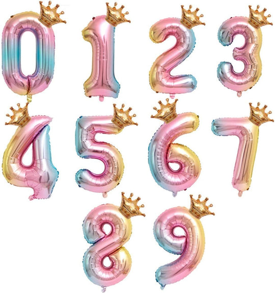 Rainbow Crown Number Balloon