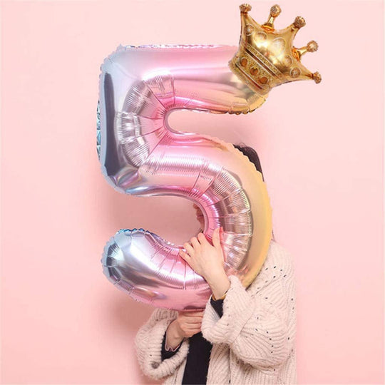 Rainbow Crown Number Balloon
