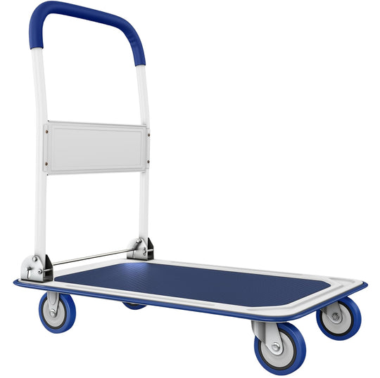 Heavy-Duty Collapsible Push Cart Dolly - 660 lbs Capacity, Foldable Flatbed Hand Truck with Swivel Handle