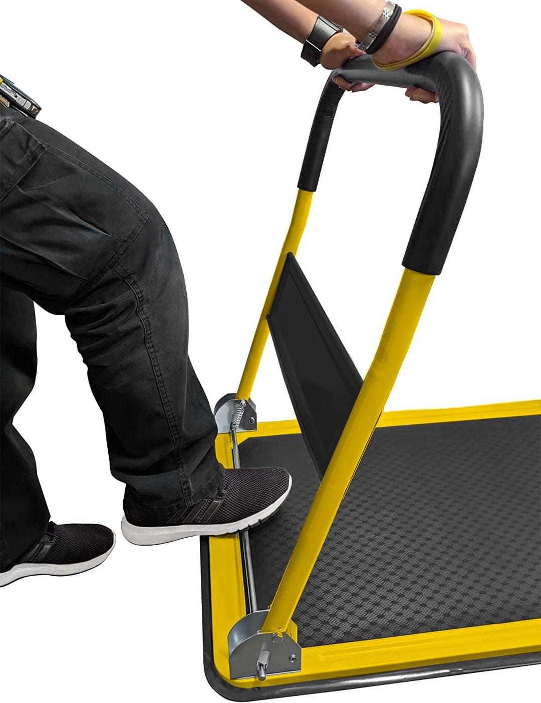 Heavy-Duty Collapsible Push Cart Dolly - 660 lbs Capacity, Foldable Flatbed Hand Truck with Swivel Handle